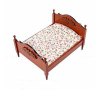 Tosuny Miniatura de Cama de Muñecas de Madera Antigua |Cama Clásica a Escala 1:12 para Dormitorio de Casa de Muñecas (castaña)
