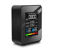 Tosuny Monitor de Calidad del Aire 5 en 1, Detector Portátil de CO2 y Toxinas del Aire con Sensor de Temperatura y Humedad, Pantalla a Color para Pruebas de Contaminación del Aire (BLACK)