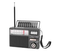 Tosuny Radio Solar, Radio Portátil Vintage Am FM de Corta con Altavoz Bluetooth, Unidad USB y Reproducción de Tarjeta de Memoria, Panel Solar y Carga USB, para Camping de Emergencia