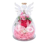 Tosuny Rosas Eternas Preservadas Que Brillan en una Cúpula de Cristal para Recuerdos Románticos Regalo del Día de la Madre (Pink)