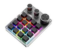 Tosuny Teclado Programable Macro, Teclado para Juegos con Cable USB de 16 Teclas con 3 Perillas y Controlador de Volumen, Teclado OSU Personalizado Retroiluminado RGB para Dibujar, (Black)