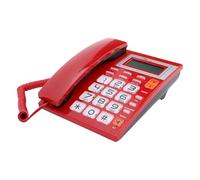 Tosuny Teléfono Fijo con Cable, Pantalla de 16 Dígitos Identificador de Llamadas Visualización de Fecha y Hora Botones Grandes Función de Altavoz para Volver a Marcar Flash, con Diseño (Rojo)