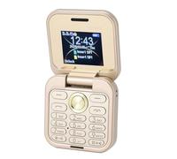 Tosuny Teléfono Móvil Plegable 2G Mini con Doble Nano SIM, Pantalla de 1.77, Radio FM, Linterna LED, Oro