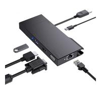 Tosuny USB C Hub, Adaptador USB C Multi-In 1 MultiPort con Gigabit Ethernet, 4K HD MI, 1080p VGA, Ranura para Tarjeta SD/TF, USB C, 2 USB 3.0, Puertos de Entrada de Alimentación, para
