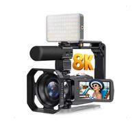 Tosuny Videocámara 8K con Foto de 64MP, Cámara de Video WiFi con Zoom Digital 18X con Pantalla Táctil de 3 Pulgadas, Micrófono Externo, Estabilización de 6 Ejes para Vlogging