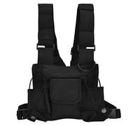 Tosuny Walkie Talkie Cofre Bolsas de arnés de Bolsillo Ajustables Bolsa de Paquete Frontal Arnés de Cofre de Radio con Banda Reflectante Chaleco táctico para Exteriores Adecuado para policía