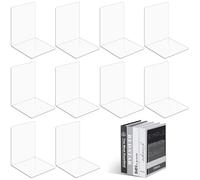 TOSUTO 10 Piezas Sujetalibros De Acrílico Transparente,Sujeta Libros,Sujeta Libros Estanteria para la organización de Escritorio,Adecuado para la Escuela,la Oficina,la Biblioteca,el hogar