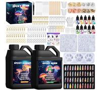 TOSUTO 1020ml Resina Epoxi Transparente,1:1 Kit Resina Epoxi con Pigmento,Resina Epoxi Manualidades,Resina Epoxi Kit con Pintura,Purpurina,Hoja de Oro, Epoxy Resin para Hacer Llavero, Joyas