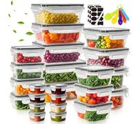TOSUTO 24 Recipientes Herméticos para Alimentos con Tapa,Material PP de Seguridad,Sin BPA,Recipientes de Plástico para Alimentos para Despensa,Alacena-Microondas y Congelador