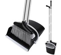 TOSUTO Escoba y Recogedor Plegable con Mango Extensible (123 cm) -Juego de Escoba y Recogedor para Interior/Exterior,Cocina,Garaje,Limpieza eficaz con diseño Moderno en Color Negro y Gris