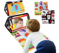 TOSUTO Espejo Bebé Montessori 0 a 6-12Meses,Juguetes Bebé Libro Plegable Tummy Time,Juguetes Sensoriales Bebes con Mordedor y Patrón de Contraste Regalo Recien Nacido