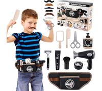 TOSUTO Juego de Peluquería para Niños,16 Piezas Juego de Simulación de Peluquería con Cinturón de Barbero,Tijeras,Recortadora,Secador de Pelo,Maquinilla de Afeitar,Regalos para Niños de 3 a 6 Años