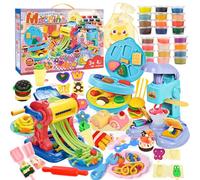 TOSUTO Juego de Plastilina Creativo - Máquina Pasta, Helados y Hamburguesas (24 Botes Plastilina) - Set de Herramientas para Modelado con 12 Botes de Plastilina - Regalo para Niños a Partir de 3 Años