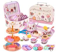 TOSUTO Juego de té Infantil, Accesorios Cocina Juguete, Juego de té para niñas con Tazas, Platos y Accesorios, Juguetes Cocina para niñas de 3 a 7 años