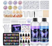 TOSUTO Kit Resina Epoxi Transparente 600ml,Resina Epoxi Kit Fabricación,Resina Epoxi Manualidades con Purpurina, Pigmento, para Bricolaje,Artesanía, hacer Colgante,Llavero