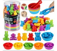 TOSUTO Montessori Juguete Educativo,Clasificar Juegos,Juguetes educativos con Tazas,Juego de Combinación de Color,Motricidad Fina,Juguetes para Niños Contar,Juguetes Educativos para Niños 2 3 4 años