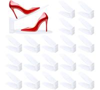 TOSUTO Organizadores de Zapatos,20pcs Soporte de Calzado de Altura Ajustable,Zapatero Simple,ranuras para zapatos,Adecuada para Mujeres y Hombres,3 Alturas para Todo Zapatos,Ahorra Espacio(Blanco)