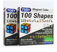 TOSY Magnet Cube 2x2 - 8 Bloques, Cubo Rompecabezas y Cubo Infinito Personalizable, Brillante, niños y Nietos, Linterna Ultravioleta, Juguete sensorial/Stem, 2-Pack