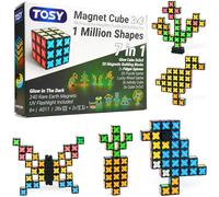 TOSY Magnet Cube 3x3 - 30 Bloques, Multiusos: Bloques creativos, Fidget Spinner transformable, Rompecabezas magnético/Cubo Infinito, Regalo de cumpleaños, Juguete Stem Luminoso
