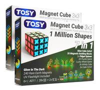 TOSY Magnet Cube 3x3 - 30 Bloques, Multiusos: Bloques de construcción creativos, Fidget Spinner transformable, Rompecabezas/Cubo Infinito, niños, Juguete Stem Brillante, 2-Pack
