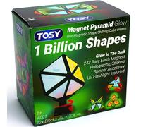 TOSY Magnet Pyramid Glow: 1 Cubo se transforma en mil Millones de Formas, 243 imanes, diseño holográfico Brillante, Accesorio Giratorio, Juguete Steam, Regalo de cumpleaños