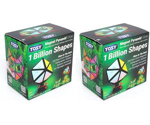 TOSY Magnet Pyramid Glow: 1 Cubo se transforma en mil Millones de Formas, 243 imanes, diseño holográfico Brillante, Accesorio Giratorio, Juguete Steam, Regalo de Pascua (Paquete de 2)