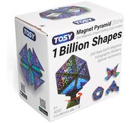TOSY Magnet Pyramid Stone - 1 Cubo, mil Millones de Formas, 12 Piezas, 243 imanes de Tierras Raras, diseño holográfico, Puzzle magnético Creativo, Juguete Stem/Steam