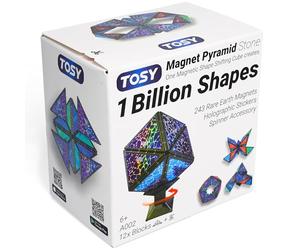 TOSY Magnet Pyramid Stone: 1 Cubo se transforma en mil Millones de Formas, 243 imanes, diseño holográfico, Accesorio Giratorio, Juguete Steam, Regalo de Pascua