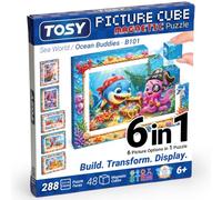 TOSY Picture Cube Ocean Buddies: Puzzle magnético 6 en 1, 48 Bloques, 288 Caras ilustradas, 0.6 in, B101, Arte UV de Calidad, Marco Expositor, Regalo niños/Adultos