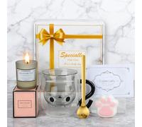 TOSZOLY Regalos para Mujer, Taza de Gato de Doble Pared Lindo, Regalos Originales para Mujer, Taza de Café de Cristal Divertidas, Idea Cumpleaños San Valentin Carnaval para Amigos Novia Esposa(Negro)