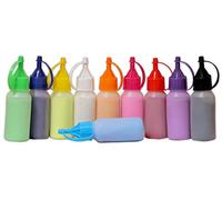 TOTA Rangoli - Botellas de polvo de color Kolam Rangoli en polvo para rangoli de piso, arte, decoración del hogar, Pooja.Set de 10 colores Rangoli en botellas de plástico - 800 g