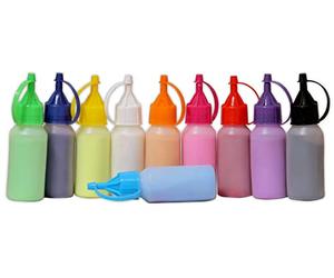 TOTA Rangoli - Botellas de polvo de color Kolam Rangoli en polvo para rangoli de piso, arte, decoración del hogar, Pooja.Set de 10 colores Rangoli en botellas de plástico - 800 g