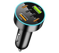 Total 66W Carga Inteligente para automóvil Solución rápida de múltiples Puertos Adaptador rápido con luz LED Amplia compatibilidad