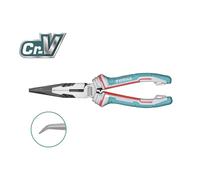 TOTAL - Alicate Boca Plana Curvo Reforzado - 200 mm - Modelo THT24816S - Mango bimaterial - Protección Anti Caídas -Fabricado en Cromo Vanadio