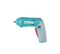TOTAL - Atornillador a Batería 4V | Inserción de 1/4'' | 2 Posiciones de Trabajo | Puerto de Carga USB Tipo C | Luz LED | Incluye Maletín con 19 Puntas | Batería integrada | No Incluye Cargador