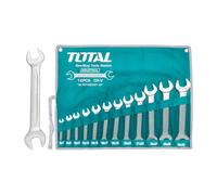 TOTAL - Bolsa con 12 Llaves Fijas de Doble Boca | Medidas de 6 a 32 mm | Herramienta para Aflojar Tuercas y Tornillos de Cabeza Hexagonal | Fabricadas en Cromo Vanadio