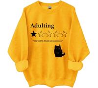 Total Bullshit Would Not Recommend: sudadera, adulting Would Not Recommender, camisa de gato lindo para mujer y hombre, amarillo, M