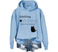 Total Bullshit Would Not Recommend: sudadera, adulting Would Not Recommender, camisa de gato lindo para mujer y hombre, Azul cielo-1, M