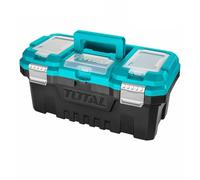 TOTAL - Caja para Herramientas - Medidas 508 x 296 x 261 mm - Plástico - Azul - Con Cierre Metálico - Con 2 Compartimentos de Almacenamiento - Con Bandeja Separada de Plástico