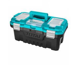TOTAL - Caja para Herramientas - Medidas 508 x 296 x 261 mm - Plástico - Azul - Con Cierre Metálico - Con 2 Compartimentos de Almacenamiento - Con Bandeja Separada de Plástico