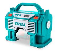 TOTAL - Compresor Híbrido a Batería P20S de 20 V - Bomba de Aire Eléctrica para Inflar Balones, Colchones y Neumáticos - Cargador de 12 V para Coche - Incluye Adaptadores