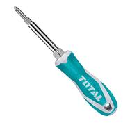 TOTAL - Destornillador 6 Funciones en 1 | 1 Varilla Doble Intercambiable | 2 puntas de 2 vías |2 de Punta Plana y 2 de Punta Phillips | Cromo Vanadio