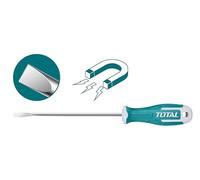 TOTAL - Destornillador Punta Plana - SL4 x 100 mm - Mango Ergonómico Bimaterial - Acero Resistente - Para Uso Profesional - Incluye Destornillador, Azul, SL5.5 x 100 mm, Hierro