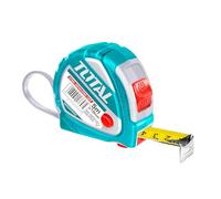 TOTAL - Flexómetro 5 Metros, Medida 5 m x 19 mm, Pulsador función 3 paradas, Con Cordón para colgar en la muñeca, Metro Para Medir en Trabajos de Carpintería o Construcción General