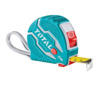 TOTAL - Flexómetro 8 Metros, Medida 8 m x 25 mm, Pulsador función 3 paradas, Con Cordón para colgar en la muñeca, Metro Para Medir en Trabajos de Carpintería o Construcción General
