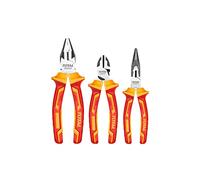 TOTAL - Juego de 3 Alicates Aislados | 1 Alicate Aislado Universal, 1 Alicate de Corte Diagonal y 1 Alicate Aislado de Punta Plana | Mango Ergonómico Bimaterial | Cr-V