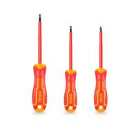 TOTAL - Juego de 3 Destornilladores Aislados - Para Trabajos Eléctricos - Cromo Vanadio - Certificación Estándar VDE - Punta imantada - Incluye destornilladores SL4, SL5 y PH2
