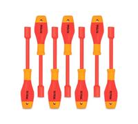 TOTAL - Juego de 7 Destornilladores de Tubo Aislados - Certificación estándar VDE - Voltajes de hasta 1000 V - Medidas: De 6 a 12 mm - Para Trabajos Eléctricos