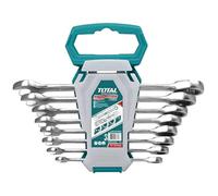 TOTAL - Juego de 8 Llaves Combinadas de Carraca | Múltiples Tamaños | Herramienta para Aflojar Tuercas y Tornillos de Cabeza Hexagonal | Cromo Molibdeno