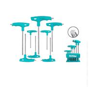 TOTAL - Juego de 8 Llaves Torx Mango en T | 10x75mm - 50x200mm | Para Atornillar o Desatornillar Tornillos con Cabeza Torx | Con Soporte | Mango Bimaterial | Hechos de Cromo Vanadio